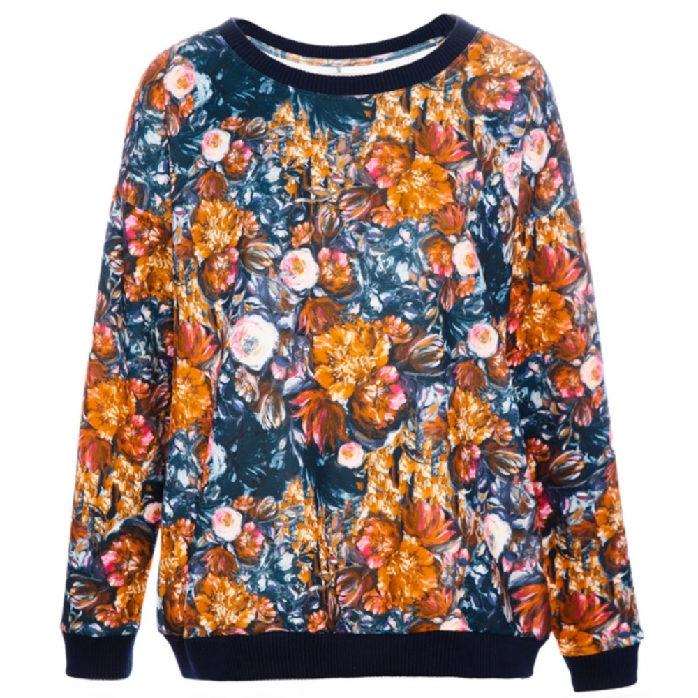 Pull & Bear Neoprene flower sweatshirt